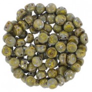 Czech 2-hole Cabochon kralen 6mm Lemon Picasso